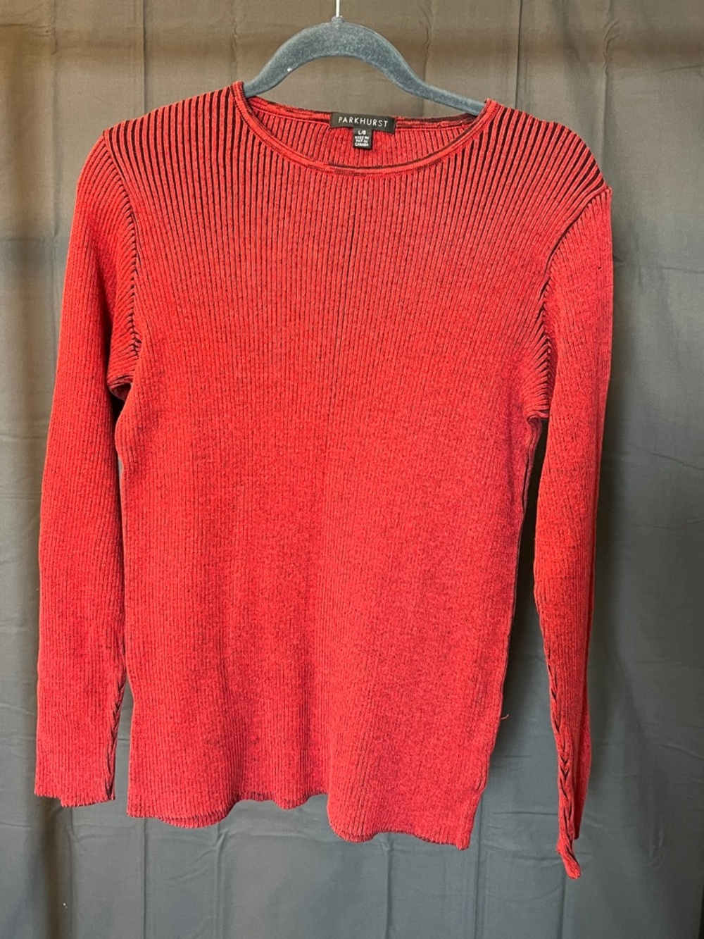 Parkhurst Red Ribbed Crewneck Sweater, Size L